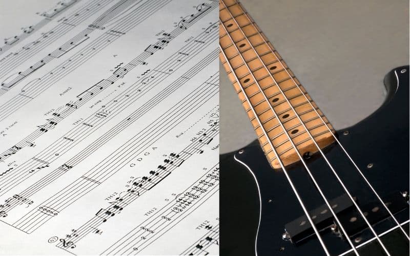 Bass Guitar and Sheet Music + Tablature 