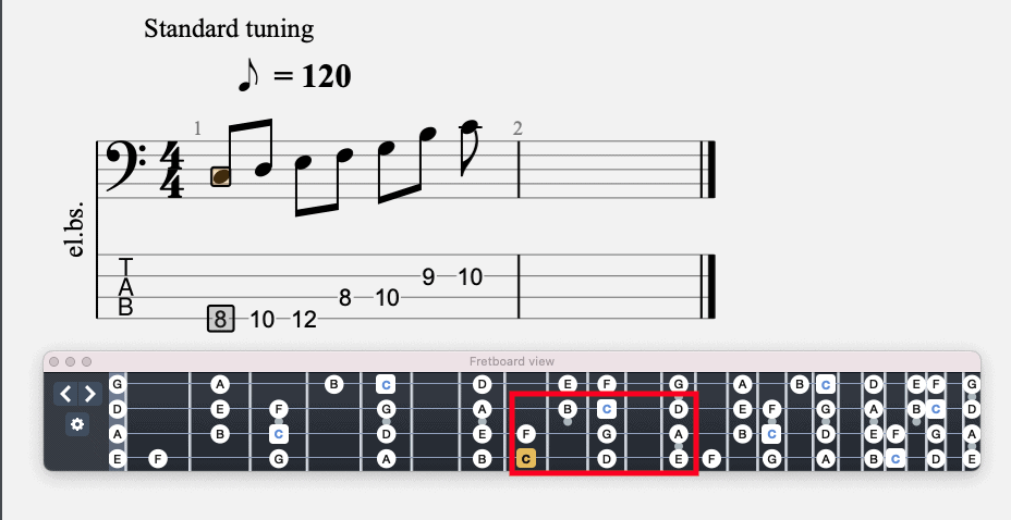 C Major Scale on Bass 