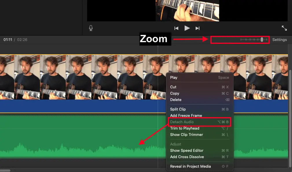 Zoom and Detach Audio - How to Make Guitar Videos for IG 