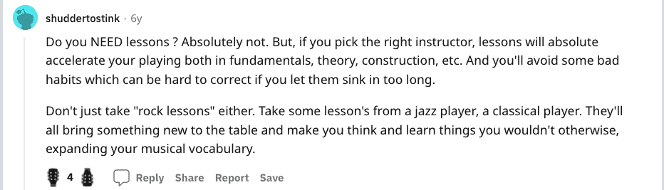 Comment From Redditor - Are Guitar Lessons Worth It? 