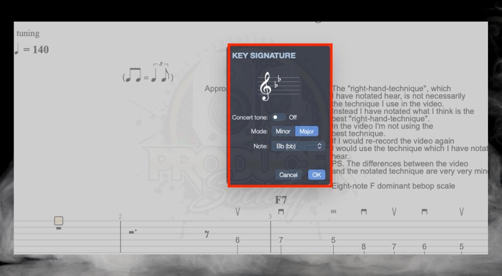 Key Signature - How to Change the Key Signature In Guitar Pro 