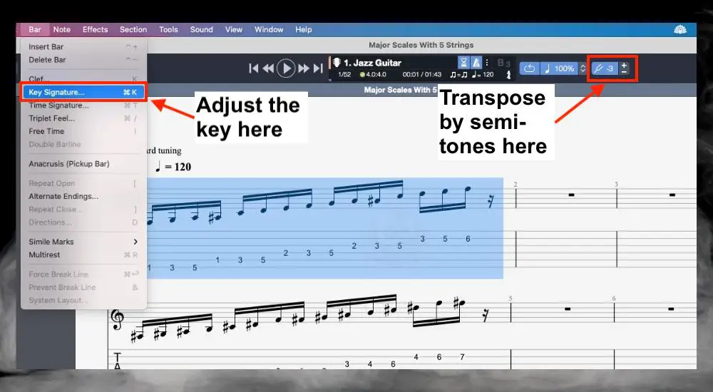 Key Signature and Semi-Tones - What Can Guitar Pro Do A Comprehensive List Of Features 