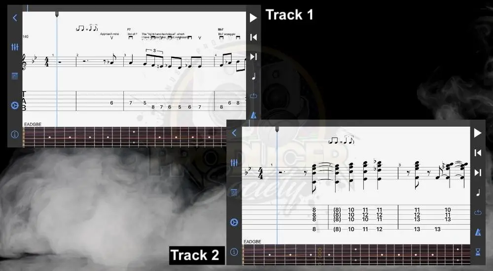 Track 1 and 2 - How to Change Tracks in Guitar Pro (iOS)