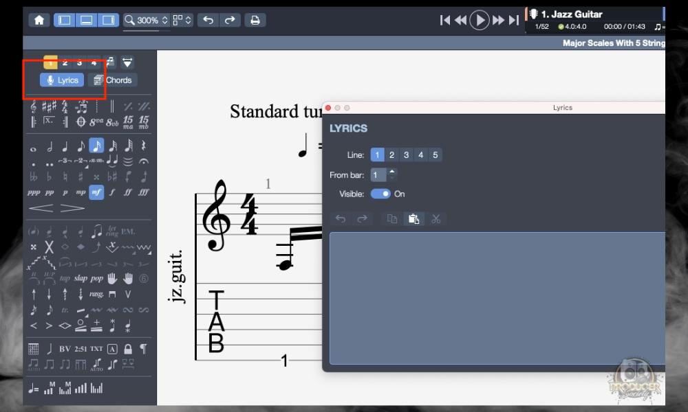 Open Lyrics Box - How to Add Text and Lyrics in Guitar Pro [Full Guide]