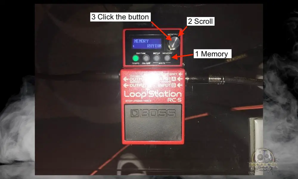 Click Memory  Scroll to Rhythm  Click the Scroll Wheel - How to Use the Boss Loop Station Rc-5 