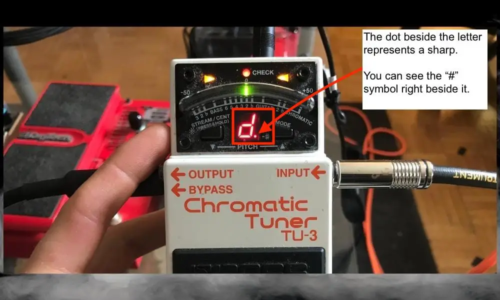 Dot Representing # - How To Use Guitar Tuner Pedal BOSS TU-3 
