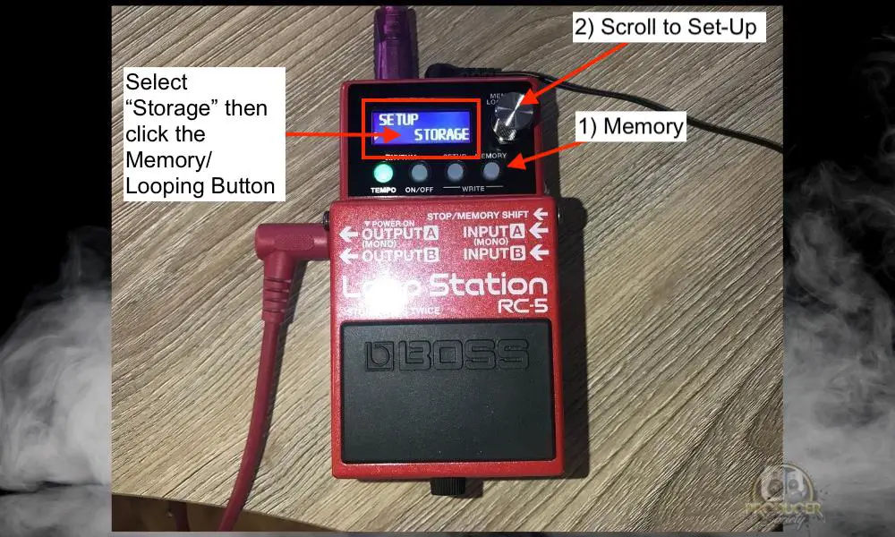 Memory > Set-Up > Storage - How to Use the Boss RC-5 Loop Station 
