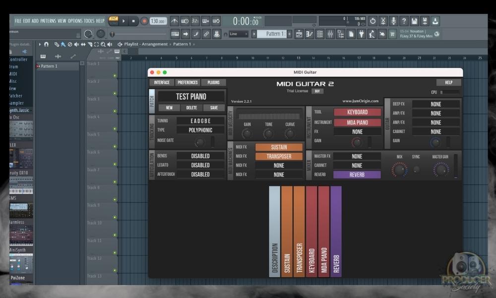 fl studio midi guitar