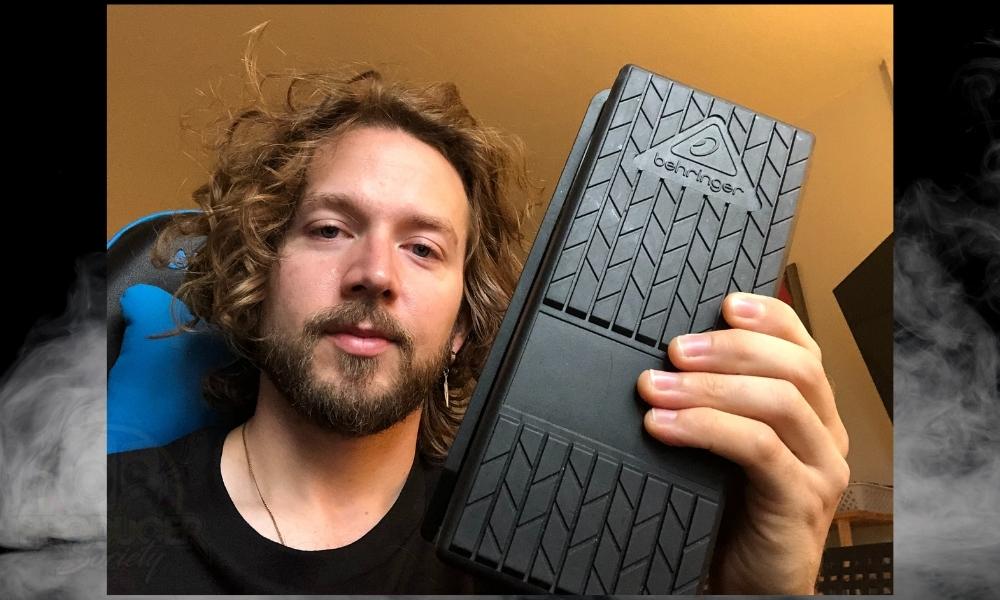 Me Holding The Behringer FCV100 Volume Pedal - How to Use A Volume Pedal As An Expression Pedal