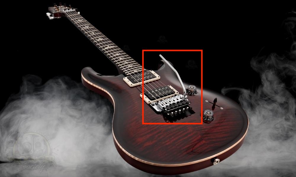 The PRS SE Custom 24 with the tremolo system singled out. 