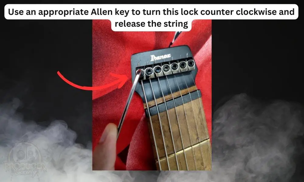 Loosen String Lock for How to Restring A Headless Guitar (A Full Guide)