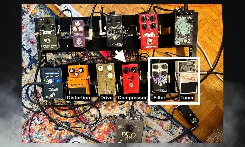 My Board with the Distortion Pedal - Where To Put the Distortion Pedal in Your Signal Chain 