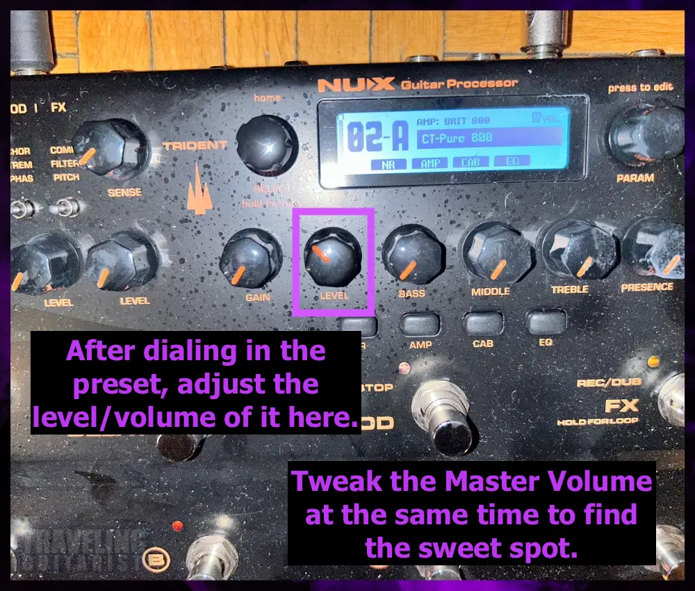 6) Select A Preset & Adjust the Level & Master Volume to Your Liking 