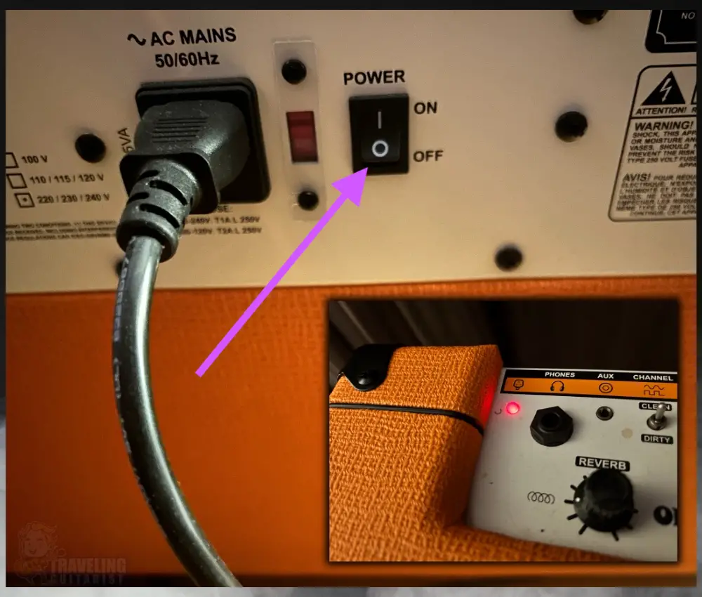 Power On/Off on the Orange Amp
