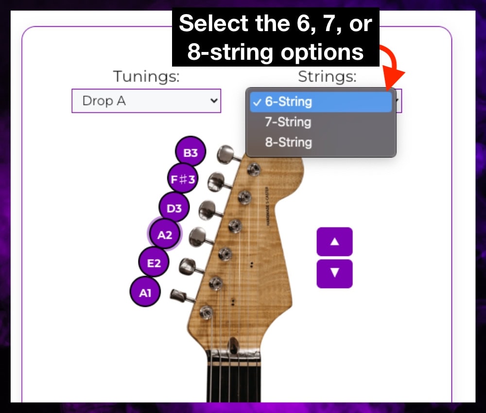 1) A) Choose The 6, 7, or 8 String Guitar - Guitar Tuner