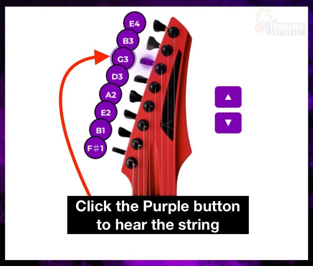 2) Click the Purple Buttons to Play Its Pitch - Guitar Tuner