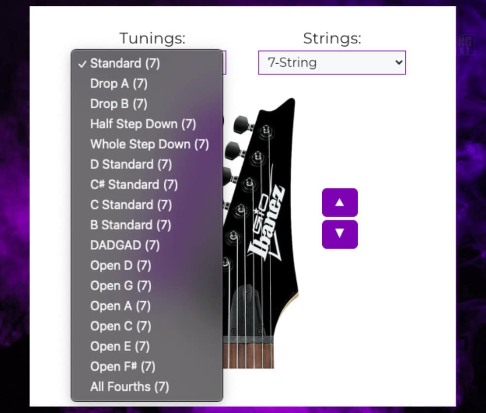 3) B) 7-String - Choose A Preset Tuning - Guitar Tuner