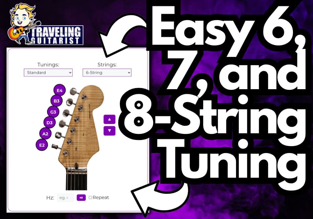 Online 6, 7, 8-String Guitar Tuner - Featured Image